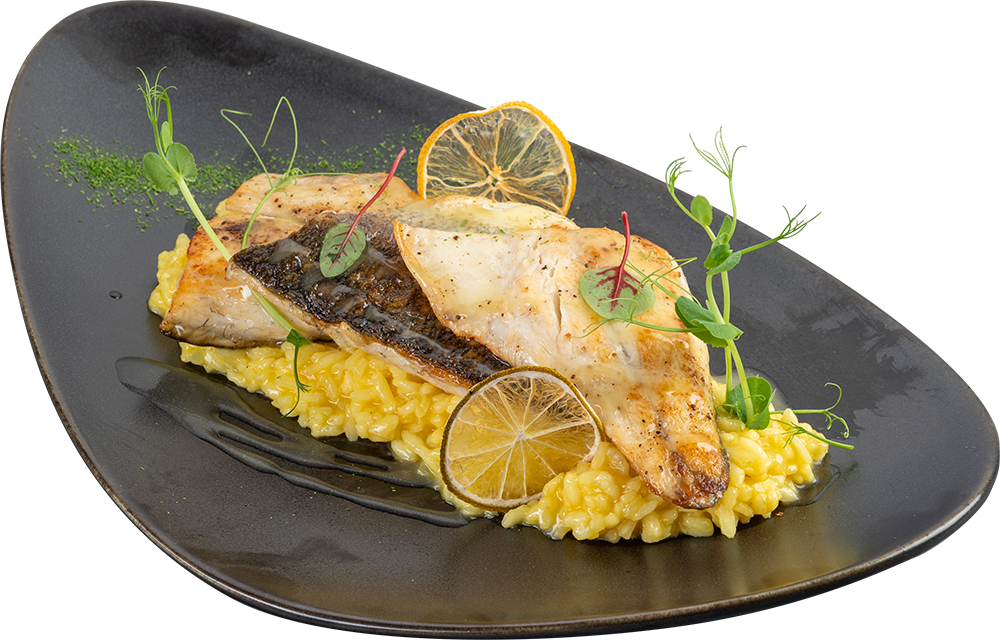 Sea bass fillet with lemon risotto